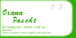 oxana pascht business card